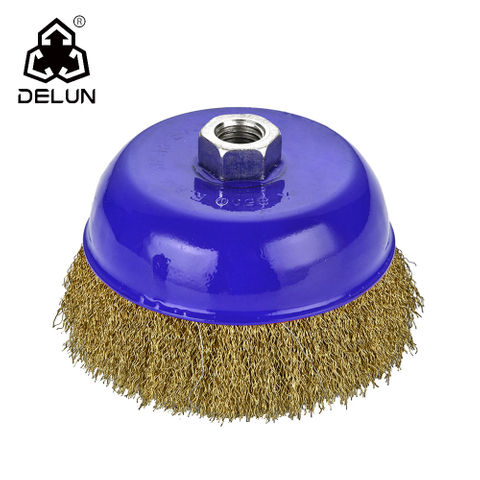 DELUN 2.5/3/4INCH Crimped Wire Brush for Metal Rust Removel Wire Brush Stainless Steel