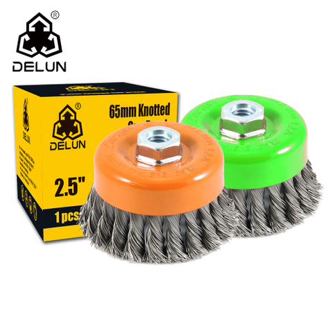 DELUN 65mm Twisted Round Wire Brush for Cleaning/polishing Metal Industrial Polishing Steel 
