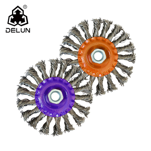 DELUN Knotted Welding Twisted Grinder Wire Brush for Cleaning Carbon Steel