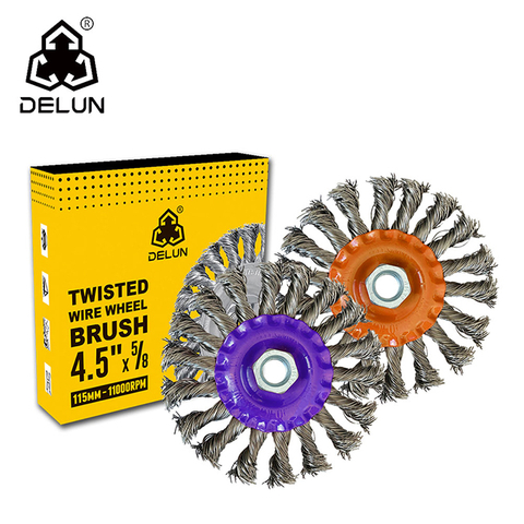 DELUN 4 Inch Twist Knot Circular Steel Usage Wire Brush Hand Wire Brush Durablewire Brush for Metal