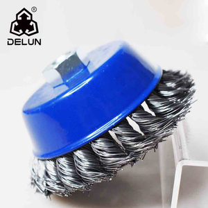 DELUN 75mm High End Circular Twisted Knotted Wire Cup Brush Wheels for Cleaning Rust