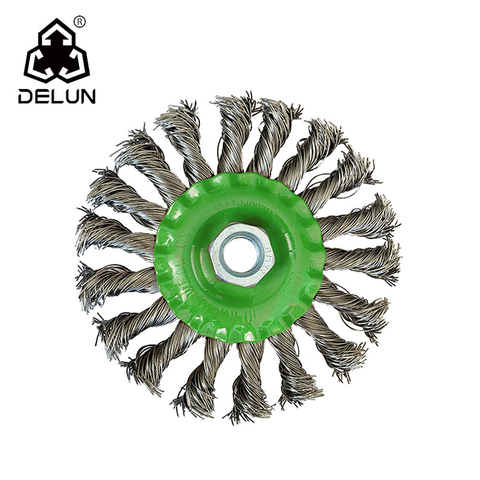 DELUN AMAZON Supplier 6inch150mm Knotted Welding Twisted Wire Brush for Grinding Polishing ISO9001