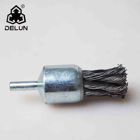 DELUN China Made 1/2" Diameter 120 Grit Silicon Carbide Bristles Banded End Brush for Paint Removal