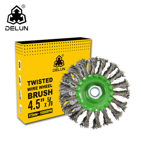 DELUN Great Value Stainless Steel Type Twisted Knot Flat Brush Wheel Alibaba Supplier