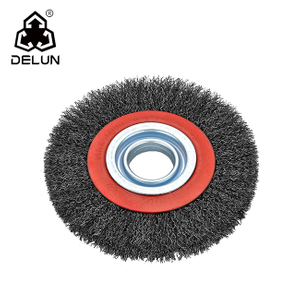 DELUN Flat Crimped Stainless Steel Carbon Steel Circular Wire Wheel Brush China Manufacture