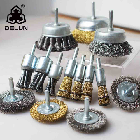 DELUN Lazada Supplier Industries Grade 1" X 1/4" Shank Knot End Brushes Stainless Steel Wire