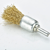 DELUN Brass Coated Drill End Wire Brush with 1/4 Inch Shank for Cleaning Rust Stripping
