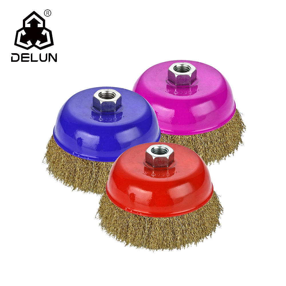 DELUN Amazon Hot Sale Steel Crimped Wire Round Brushes for Welding Cleaning Source Factory