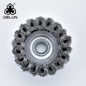 DELUN Amazon Hot Sale Stainless Steel 65mm Twisted Wheel Cup Brush for Buffing China Factory