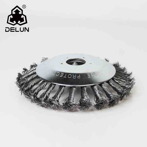 DELUN 8" Black Stainless Steel Wheel Cup Brushes Nylon Wire Industrial Weeding Bending Brush