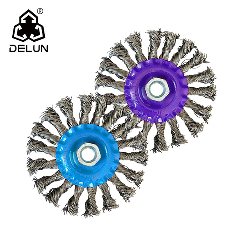 DELUN 4 Inch Twist Knot Circular Steel Usage Wire Brush Hand Wire Brush Durablewire Brush for Metal