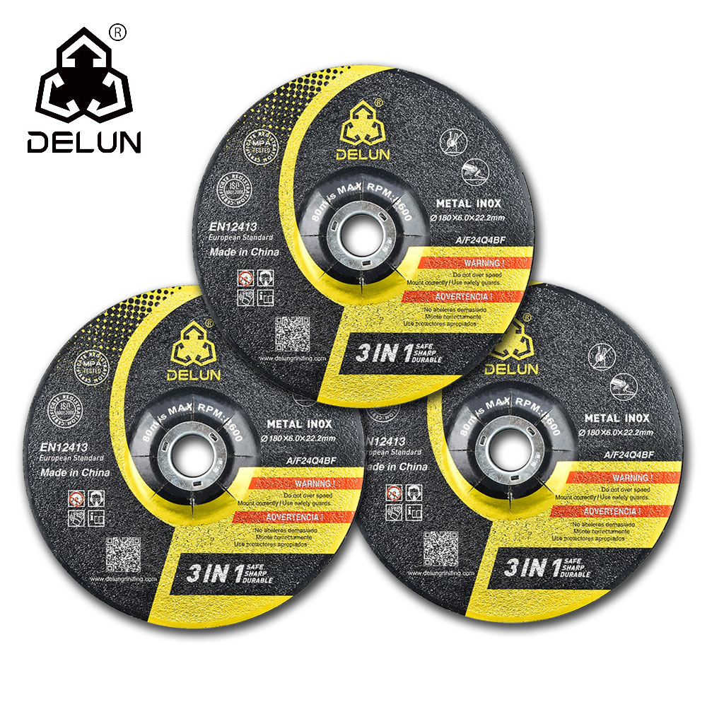 DELUN China factory Abrasives 7" x 1/4" x 7/8" T27 Pipeline Cutting & Light Grinding Wheel