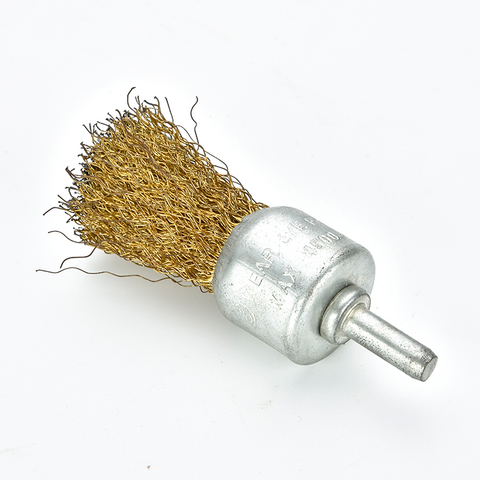 DELUN 1 Inch Wire Brush Wheel for Drill Crimped End Wire Brushes Shank for Paint-Surface And Small Spaces with High Quality