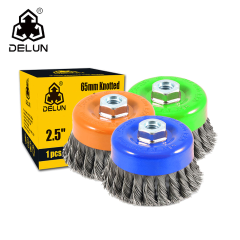 DELUN Twisted Wire Wheel Knotted Cup Brush Rotary Steel Wire Brush For Angle Grinder