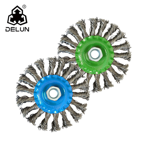 DELUN Twisted Carbon Steel Round Shape Wheel Brush Industrial Supply AMAZON Supplier