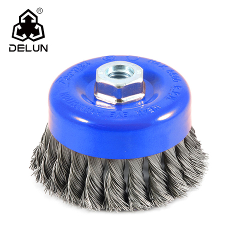 DELUN new arrivals 5inch twisted wire cup brush for cleaning rust good price UK supplier