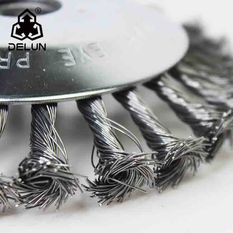 DELUN Black Stainless Steel Wheel Cup Brushes Nylon Wire Industrial Weeding Twist Brush
