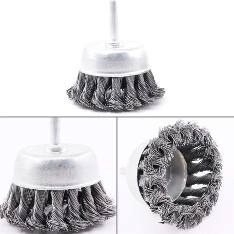 DELUN Hardened Steel Wire Twist End Brush Set 1/4" Shank for Reduced Wire Breakage & Long Life