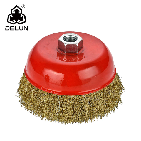 DELUN 4 Inch Crimped Wire Wheel Cup Brush with High Quality