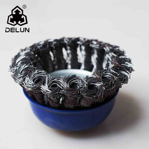 DELUN 4inch kontted twisted wire wheel brush Source Factory competitive price