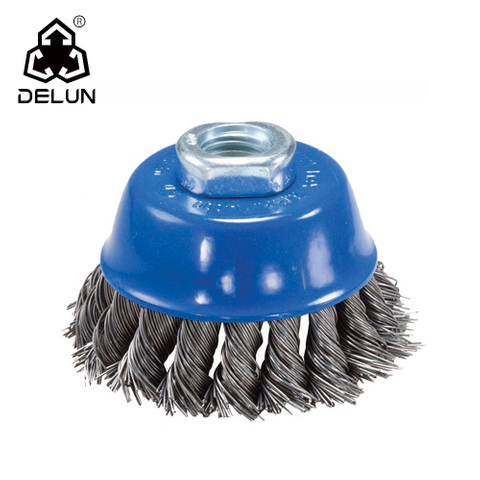 DELUN 4inch kontted twisted wire wheel brush Source Factory competitive price
