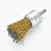 DELUN Brass Coated Drill End Wire Brush with 1/4 Inch Shank for Cleaning Rust Stripping