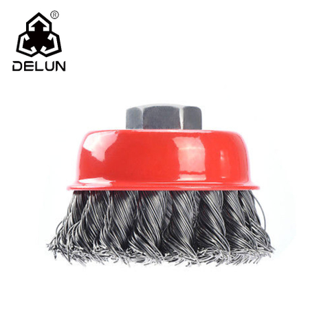 DELUN Direct Supplier 3 Inch 75mm Twisted Wire Brush with Top Quality Materials