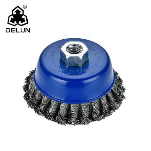 DELUN recommend supplier 2.5inch knotted wire wheel brush stainless steel good price