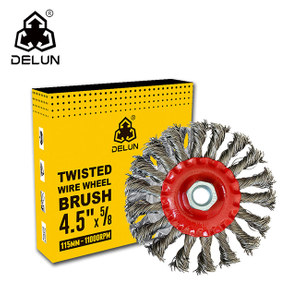 DELUN 4inch Twisted Wire Wheel Steel Brush China Manufactuer for Deburring 