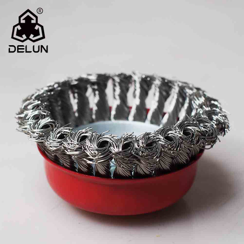 DELUN International Standard 4 Inch 100mm Twisted Wire Brush for Angle Grinder