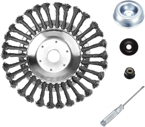 DELUN 230mm 9'' Weeding Wheel Grass Wire Wheel Lawn Mower Garden Grass Rotating Weeding Wheel Brush 