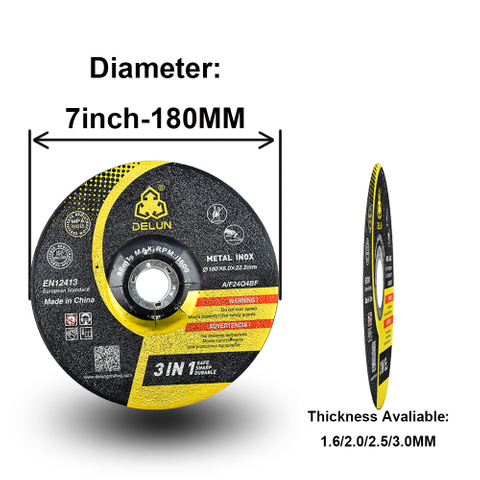 DELUN Customized 7 Inch Cutting Disc for Metal High Quality OEM Supported Abrasive Tools Hot Sale EN12413 Standard