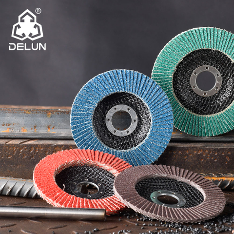 DELUN China Hot selling sale OEM 4 Inch Type 27 round Polishing Metal and Inox abrasive sanding Flap Wheels for angle grinder