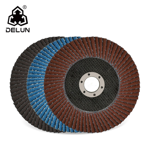 DELUN China Manufacturer European Standard 4 1/2 Inch 100 Grit Zirconia Alumina Oxide T27 Flap Disc For Stainless Steel