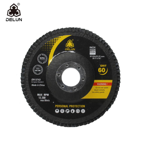 DELUN 5inch 125mm Durable Using Flap Disc Wholesale for Metal Polishing Custom Made with ISO And Free Samples
