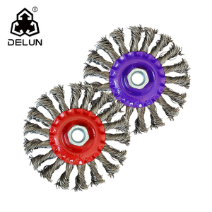 DELUN 4 Inch Knotted Welding Twisted Grinder Wire Brush for Cleaning Carbon Steel
