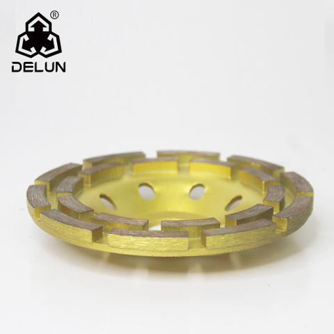 DELUN Cement Marble Rock Granite And Thinset Removing Angle Grinder Double Row Wheels Cup Brush