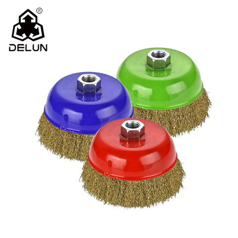 DELUN International Standard Brush Steel Crimped Wire Bowl Cup Polishing Brush Top Sell Carbon Steel
