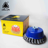 DELUN 100mm Round Steel Grinder Brass Wire Brush Carbon Steel for Polishing General Fabrication