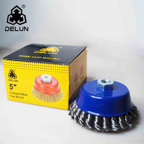 DELUN International Standard Bowl Metal Twisted Wire Cup Polishing Brush Custom Made