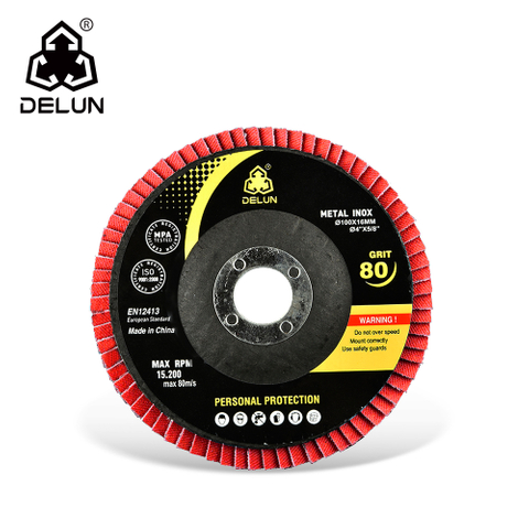 DELUN China Manufacturer Direct Sell High Performance 5 Inch 125 mm 120 Grit Ceramic Alumina Oxide Flap Disc for Stone