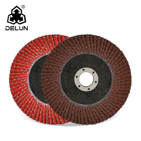 DELUN China Manufacturers Ineternational Standard 4 Inch 80 Grit Metal Pollishing Alumina Oxide Large Flap Wheel For Angle Grinder Machine