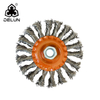DELUN Twisted Knot Steel Flap Shape Round Wheel Brush Manufacturer for Cleaning Cast Iron