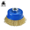 DELUN Wire Wheels Steel Cup Brush 100 Mm 4 Inch Crimped Wire Cup Brush for Paint Rust Metal With Nut
