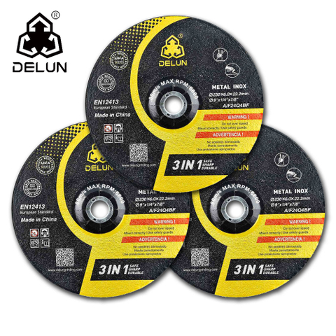 DELUN Premium Cutting Disc Grinding Wheel Abrasive Grinding Disc 230 Mm Metal White Aluminum Oxide Black 25pcs /box
