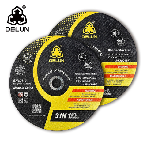 DELUN China Supplier International standard 9 Inch 230 mm Aluminum Oxide Cut Off Wheel For Metal And Stainless Steel