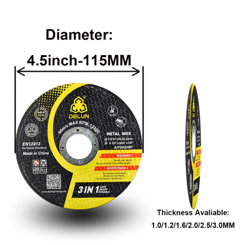 DELUN Cut Off Abrasive EN12413 4.5 Inch Metal Cutting Discs For Industrial