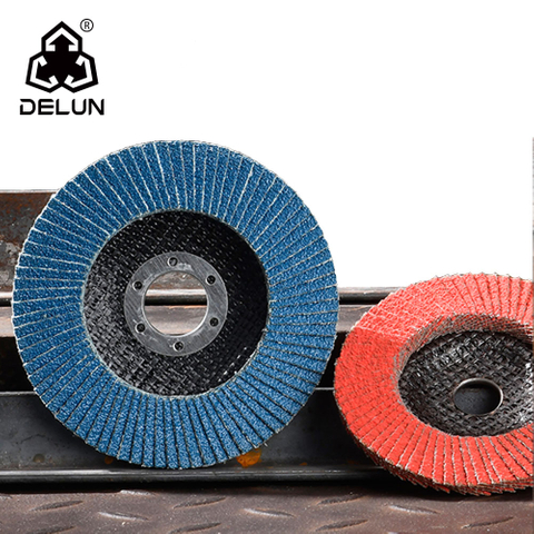 DELUN China Manufactures High Performance 115mm Type T27 Stainless Steel Abrasive Flap Wheels Blue Zirconia for Anger Grinder
