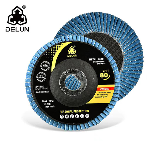 DELUN China Supplies High Quality 180 mm P100 Grit Zirconia Oxide Rust Flap Wheel for Sander Machine