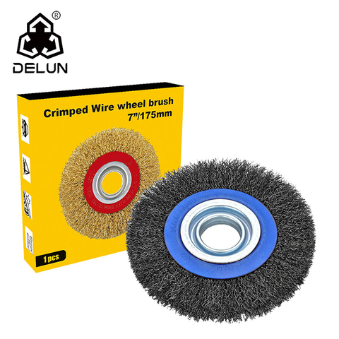 DELUN Flat Crimped Circular Wire Steel Wheel Brush for Deburring